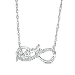 0.085 CT. T.W. Diamond &quot;Mama&quot; Infinity Necklace in Sterling Silver