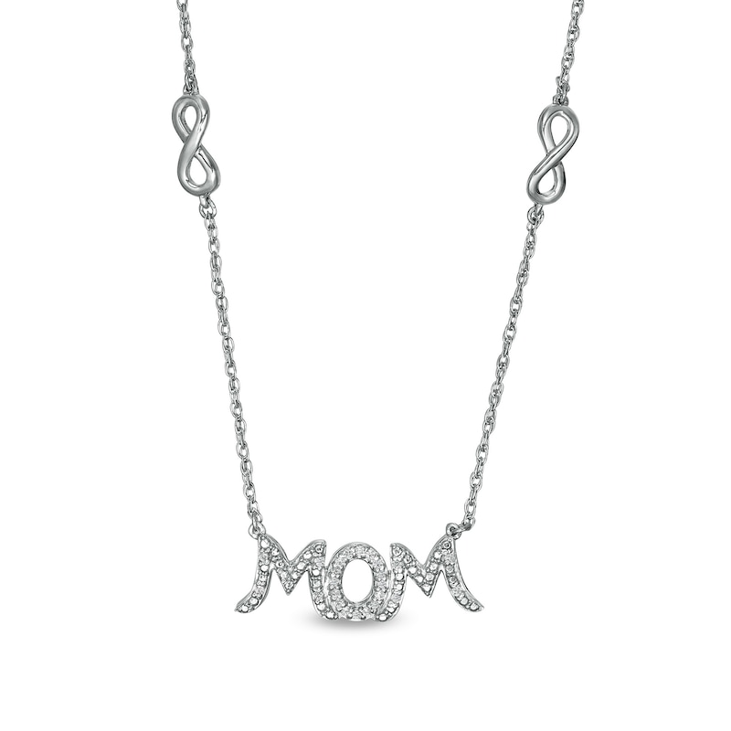 0.04 CT. T.W. Diamond "MOM" Double Infinity Loop Necklace in Sterling Silver|Peoples Jewellers