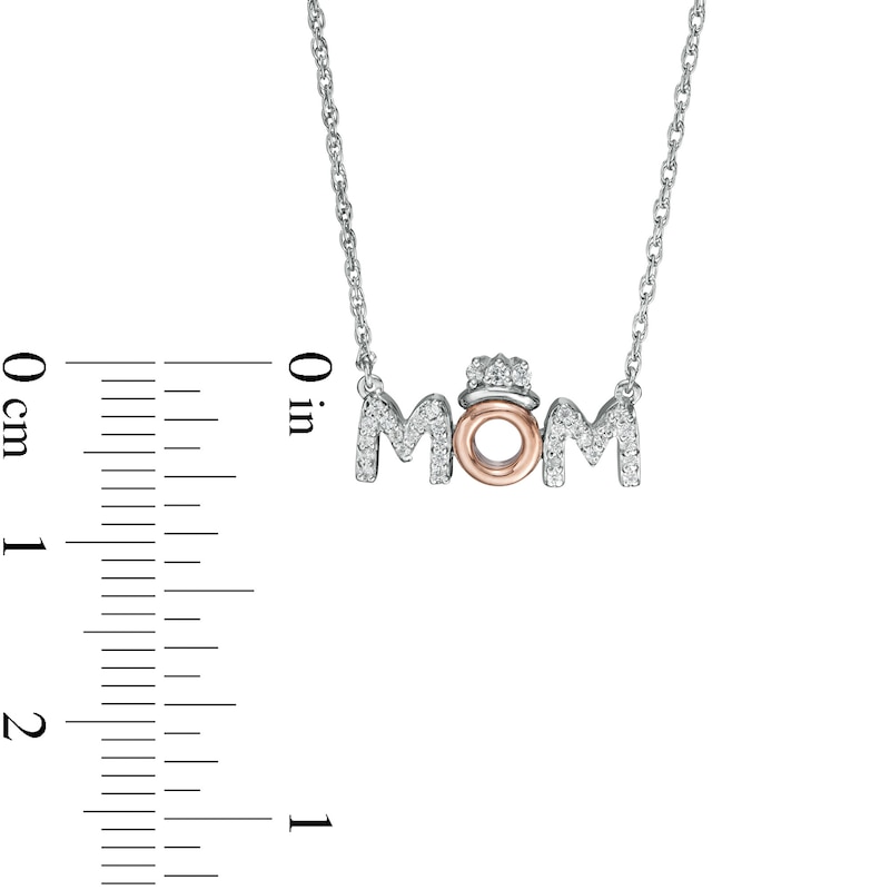 0.085 CT. T.W. Diamond "MOM" with Crown in Sterling Silver with 10K Rose Gold