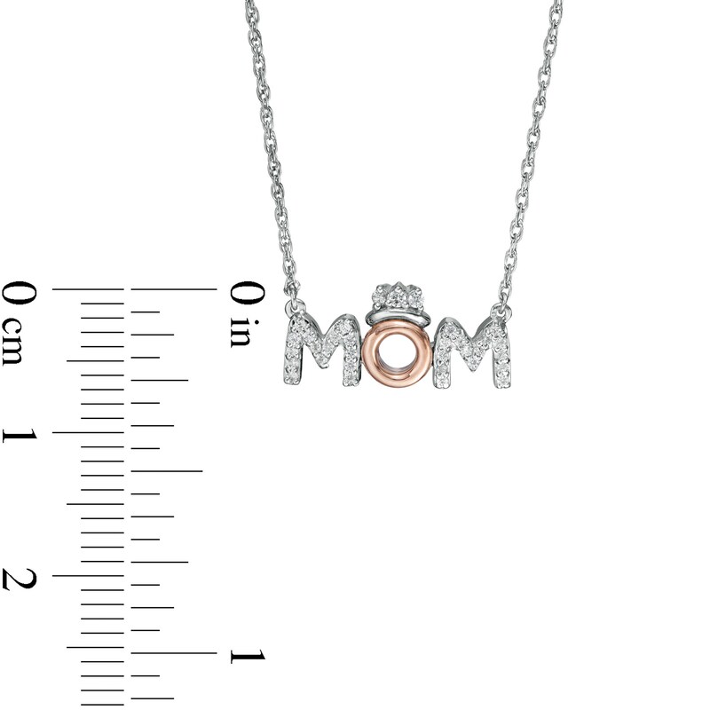 0.085 CT. T.W. Diamond "MOM" with Crown in Sterling Silver with 10K Rose Gold