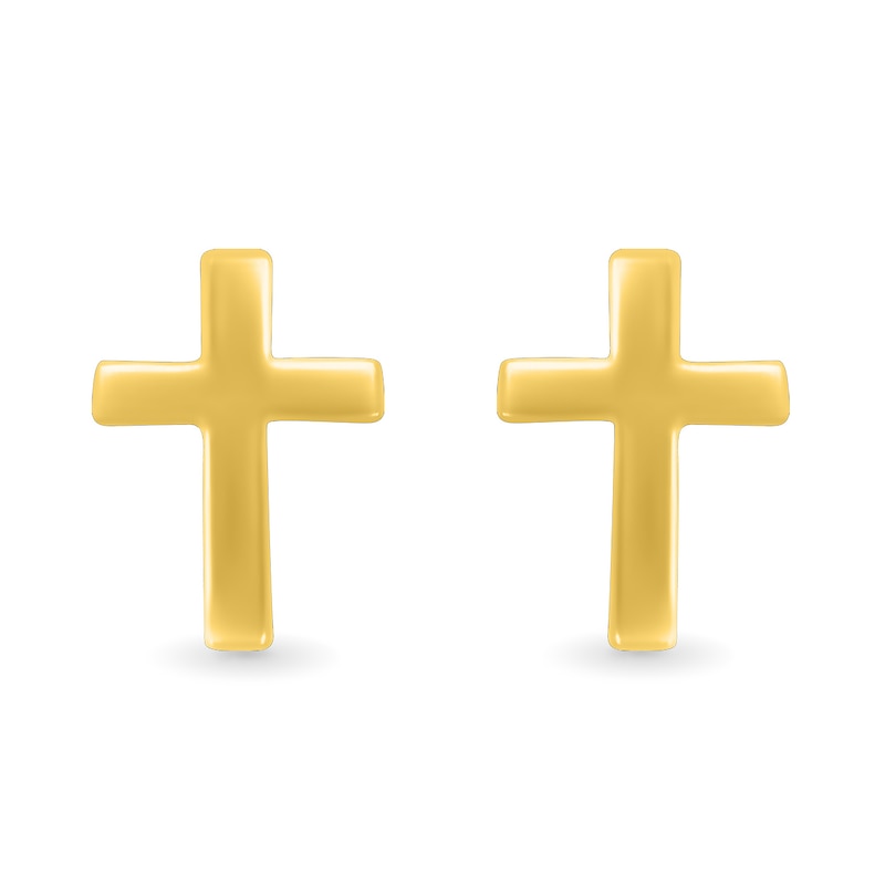 Cross Stud Earrings in 10K Gold