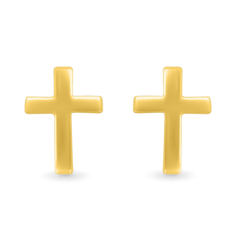 Main Image 1 of Cross Stud Earrings in 10K Gold