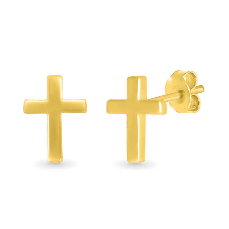 Main Image 2 of Cross Stud Earrings in 10K Gold