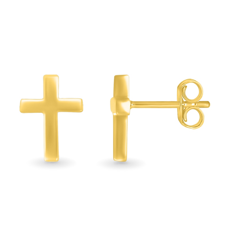 Main Image 3 of Cross Stud Earrings in 10K Gold