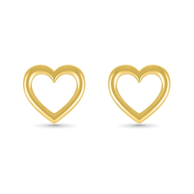 Heart Outline Stud Earrings in 10K Gold