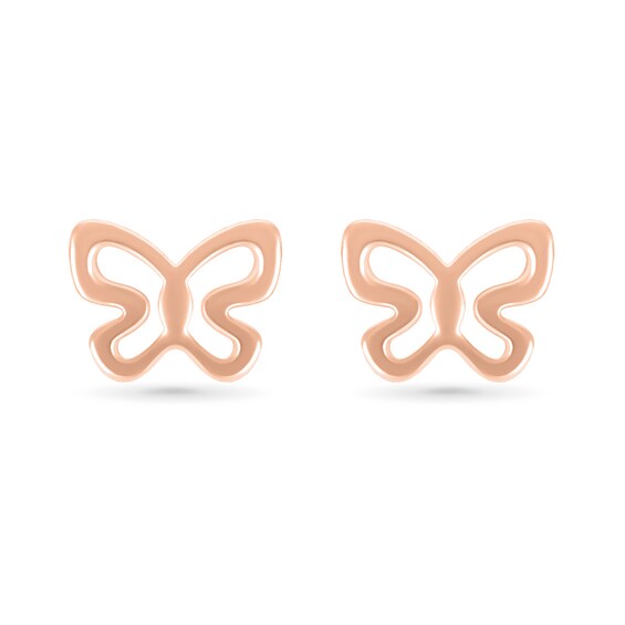 Butterfly Outline Stud Earrings in 10K Rose Gold