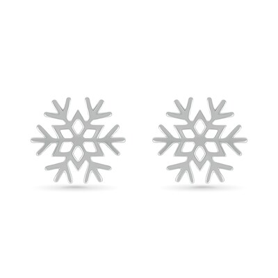 Snowflake Stud Earrings in 10K White Gold