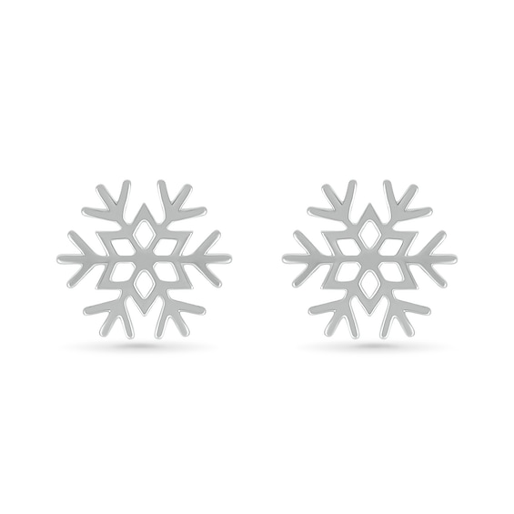 Snowflake Stud Earrings in 10K White Gold