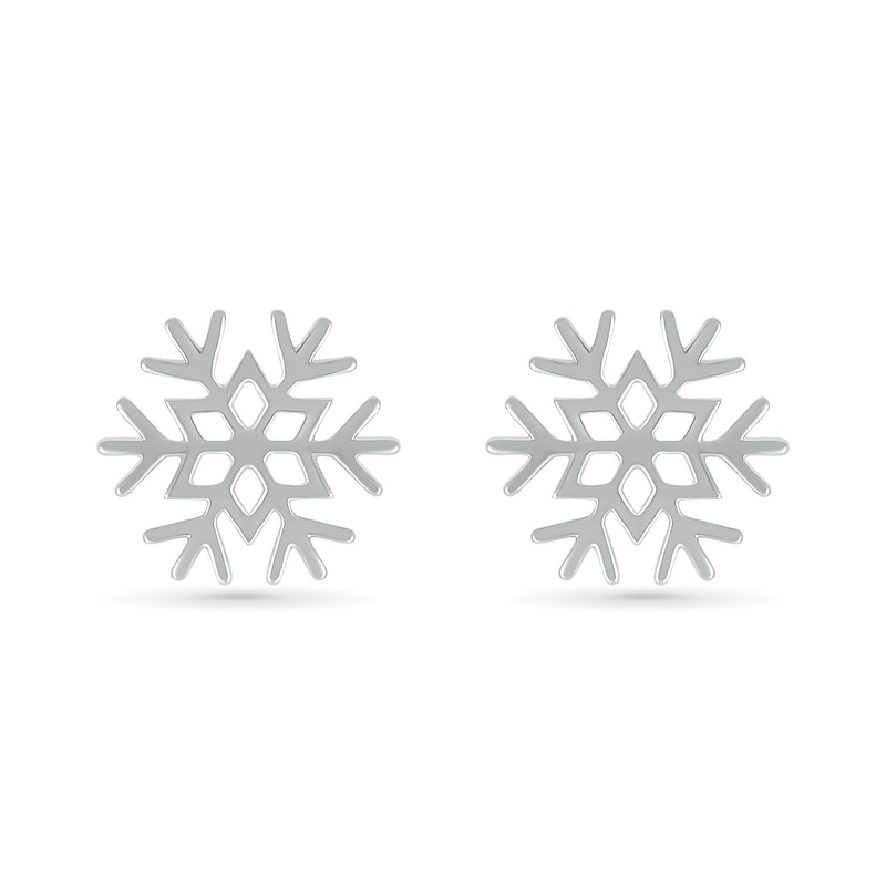 Snowflake Stud Earrings in 10K White Gold