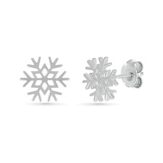 Snowflake Stud Earrings in 10K White Gold