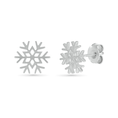 Snowflake Stud Earrings in 10K White Gold