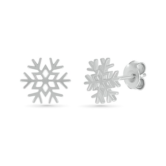 Snowflake Stud Earrings in 10K White Gold