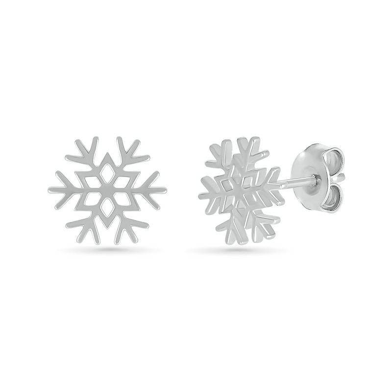 Snowflake Stud Earrings in 10K White Gold
