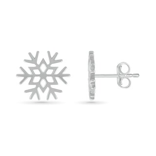Snowflake Stud Earrings in 10K White Gold