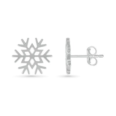 Snowflake Stud Earrings in 10K White Gold