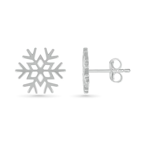 Snowflake Stud Earrings in 10K White Gold