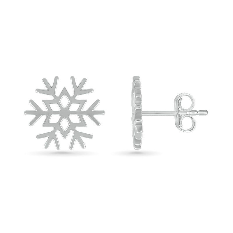 Snowflake Stud Earrings in 10K White Gold