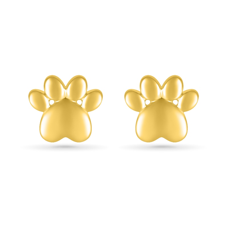 Heart-Shaped Paw Print Stud Earrings in 10K Gold|Peoples Jewellers