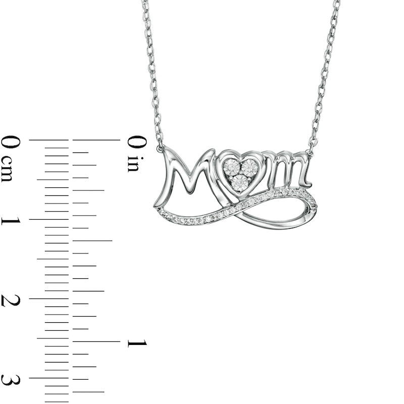 Main Image 3 of 0.04 CT. T.W. Diamond Looped "MOM" and Heart Trio Necklace in Sterling Silver