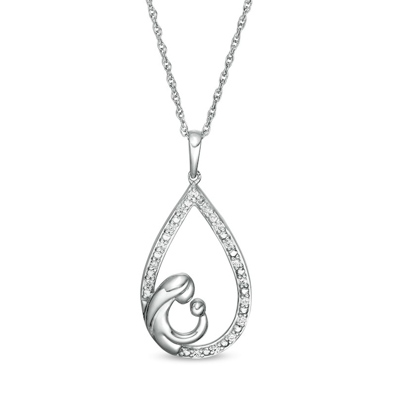 0.086 CT. T.W. Diamond Teardrop Pendant in Sterling Silver|Peoples Jewellers