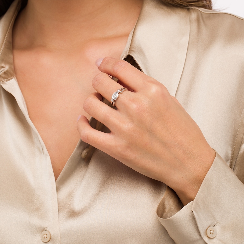 Main Image 2 of 0.065 CT. T.W. Composite Diamond "MOM" Split Shank Ring in Sterling Silver