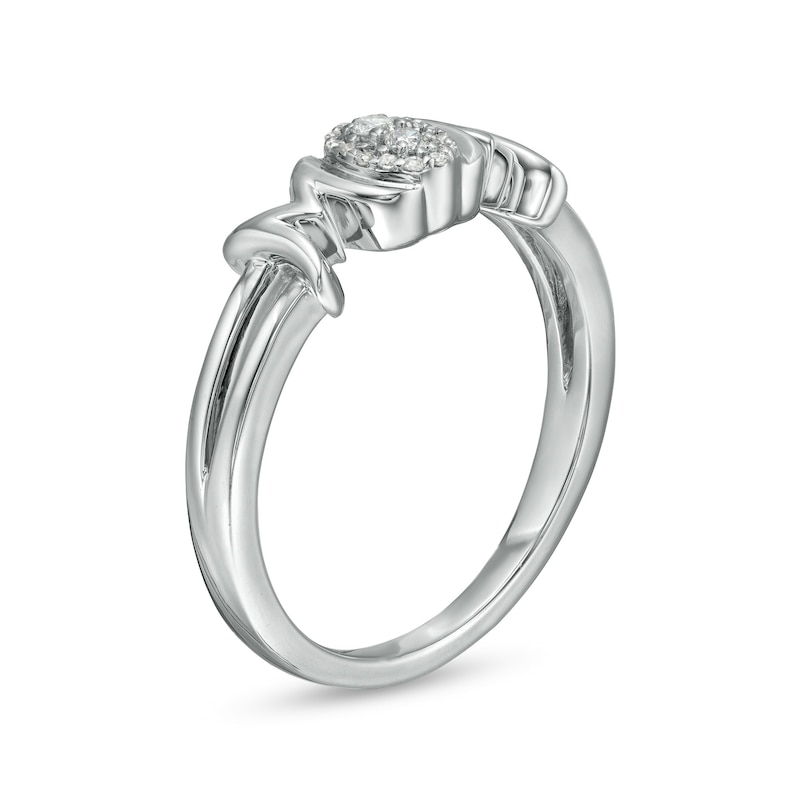 Main Image 3 of 0.065 CT. T.W. Composite Diamond "MOM" Split Shank Ring in Sterling Silver