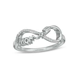 0.04 CT. T.W. Diamond &quot;Mom&quot; Infinity Arrow Ring in Sterling Silver