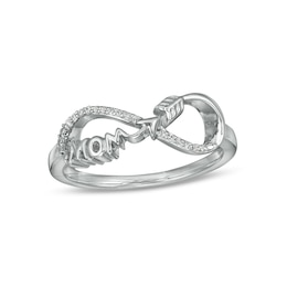 0.04 CT. T.W. Diamond "Mom" Infinity Arrow Ring in Sterling Silver