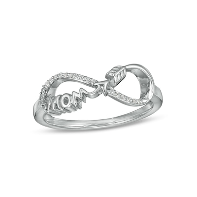 0.04 CT. T.W. Diamond "Mom" Infinity Arrow Ring in Sterling Silver