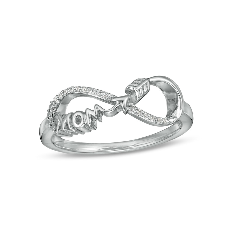 0.04 CT. T.W. Diamond "Mom" Infinity Arrow Ring in Sterling Silver