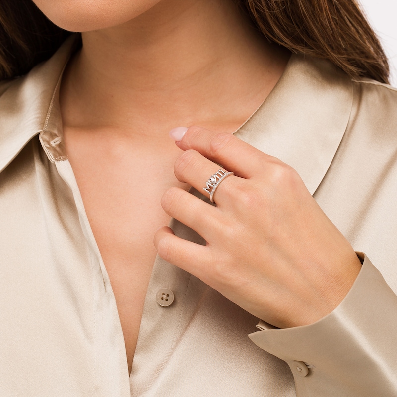 Main Image 2 of Diamond Accent "Mom" with Heart Twist Ring in Sterling Silver