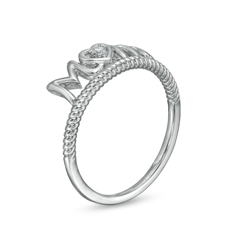 Diamond Accent "Mom" with Heart Twist Ring in Sterling Silver