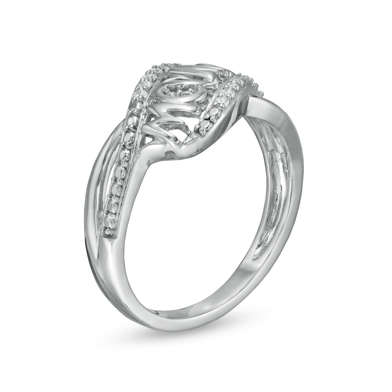 0.065 CT. T.W. Diamond "mama" Wave Ring in Sterling Silver