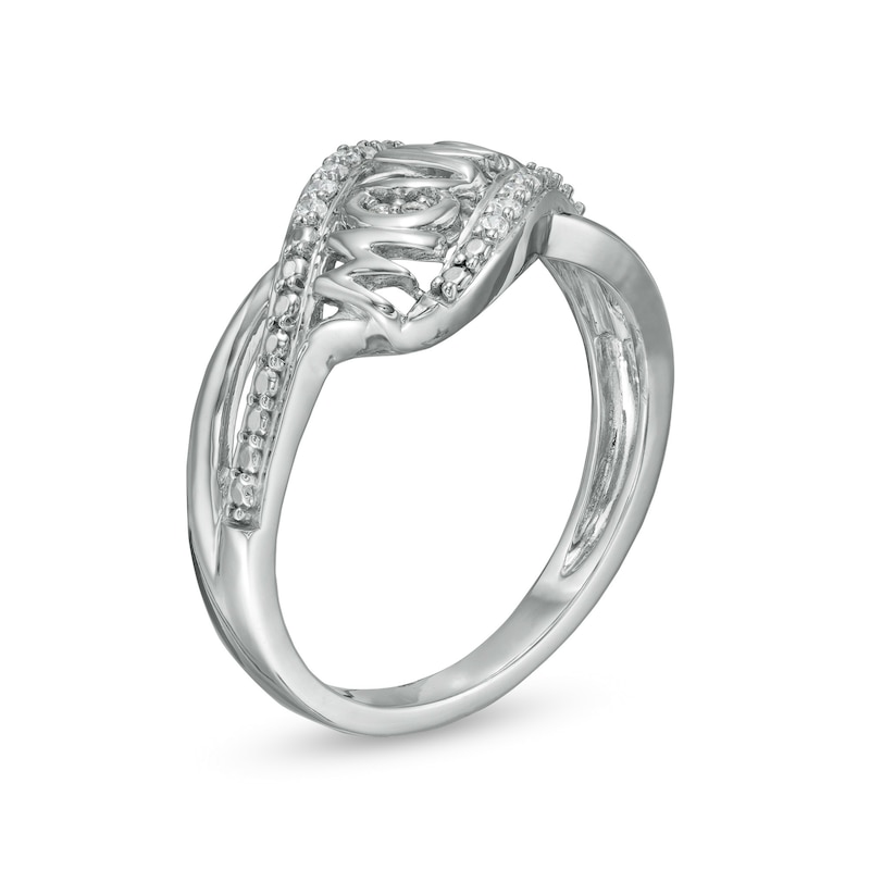Main Image 3 of 0.065 CT. T.W. Diamond "mama" Wave Ring in Sterling Silver