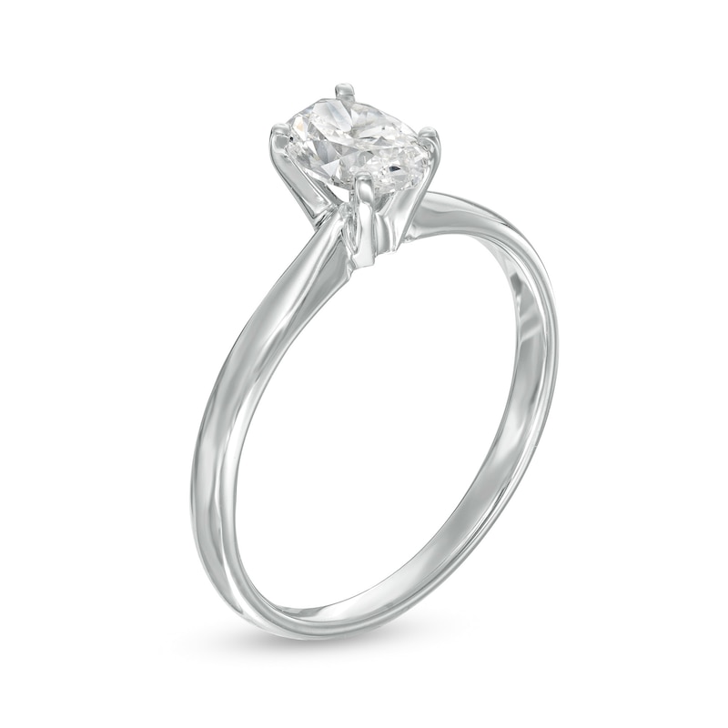 0.70 CT. Certified Oval Diamond Solitaire Engagement Ring in 14K White Gold (I/I1)