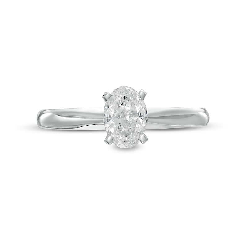 0.70 CT. Certified Oval Diamond Solitaire Engagement Ring in 14K White Gold (I/I1)