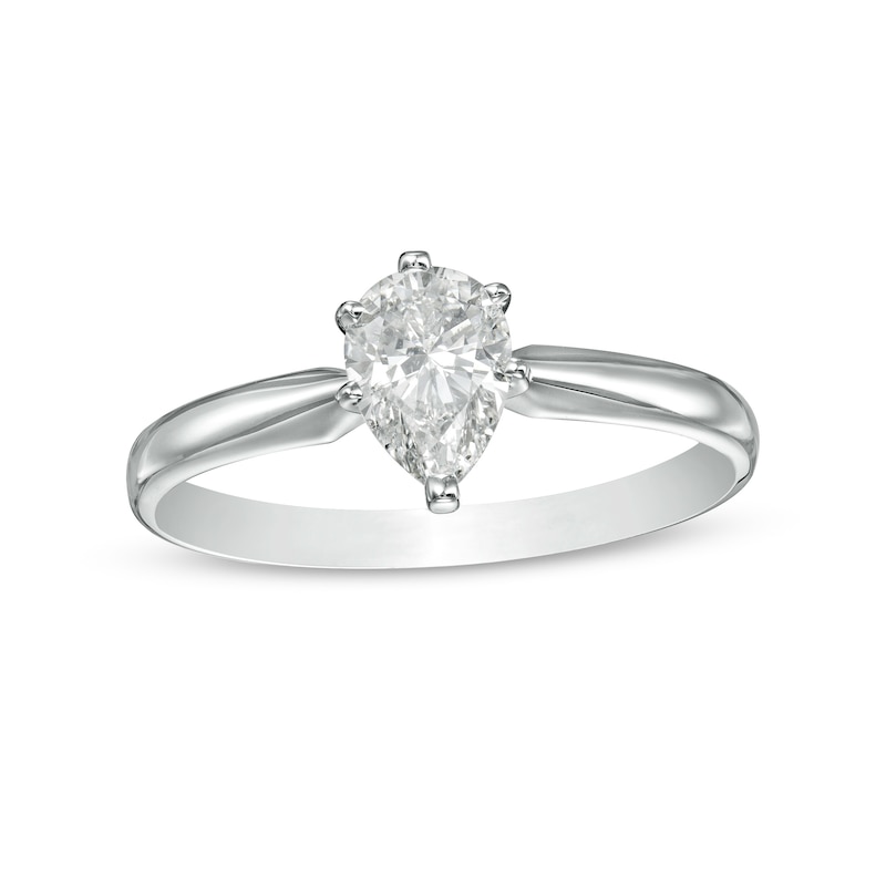 CT. Certified Pear-Shaped Diamond Solitaire Engagement Ring in 14K White Gold (I/I1)|Peoples Jewellers