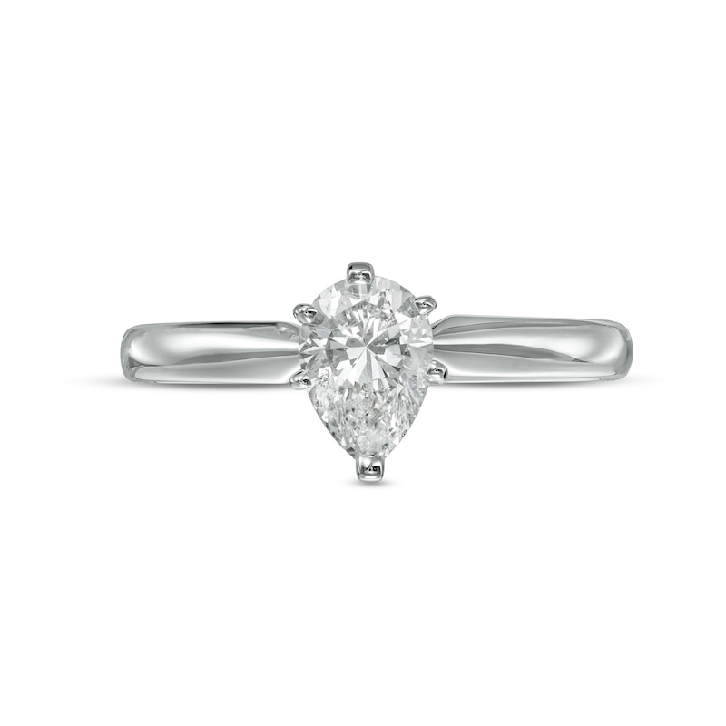 0.70 CT. Certified Pear-Shaped Diamond Solitaire Engagement Ring in 14K White Gold (I/I1)