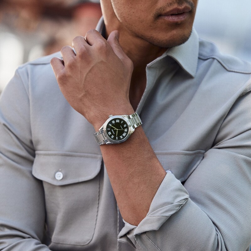 Men's Citizen Eco-Drive® Fiore Watch with Black Dial (Model: AW1694-50A)