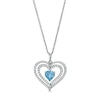 Thumbnail Image 0 of 6.0mm Swiss Blue Topaz and White Lab-Created Sapphire Heart Pendant in Sterling Silver