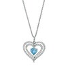 Thumbnail Image 1 of 6.0mm Swiss Blue Topaz and White Lab-Created Sapphire Heart Pendant in Sterling Silver