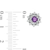 Thumbnail Image 3 of Amethyst and White Lab-Created Sapphire Flower Frame Stud Earrings in Sterling Silver