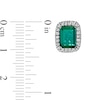 Thumbnail Image 3 of Emerald-Cut Lab-Created Emerald and White Lab-Created Sapphire Cushion Frame Stud Earrings in Sterling Silver
