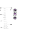 Thumbnail Image 3 of Amethyst and White Lab-Created Sapphire Cascading Frame Hoop Earrings in Sterling Silver