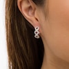 Thumbnail Image 2 of Garnet and White Lab-Created Sapphire Cascading Frame Hoop Earrings in Sterling Silver
