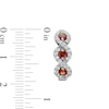 Thumbnail Image 3 of Garnet and White Lab-Created Sapphire Cascading Frame Hoop Earrings in Sterling Silver