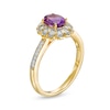 Thumbnail Image 2 of Oval Amethyst and 0.145 CT. T.W. Diamond Sun Frame Ring in 10K Gold