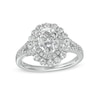 Thumbnail Image 0 of Oval White Lab-Created Sapphire Double Frame Split Shank Ring in Sterling Silver