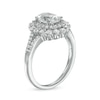 Thumbnail Image 2 of Oval White Lab-Created Sapphire Double Frame Split Shank Ring in Sterling Silver