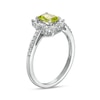 Thumbnail Image 3 of Emerald-Cut Peridot and White Lab-Created Sapphire Ornate Frame Ring in Sterling Silver